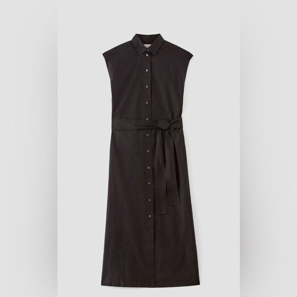 New Everlane The Supima® Cotton Short-Sleeve Shirt Dress in Black Size 12 - Picture 13 of 13